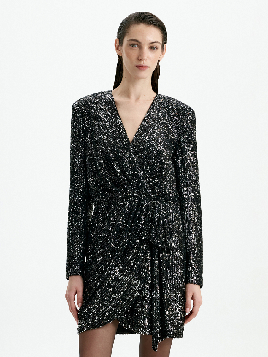 Платье мини расшитое пайетками