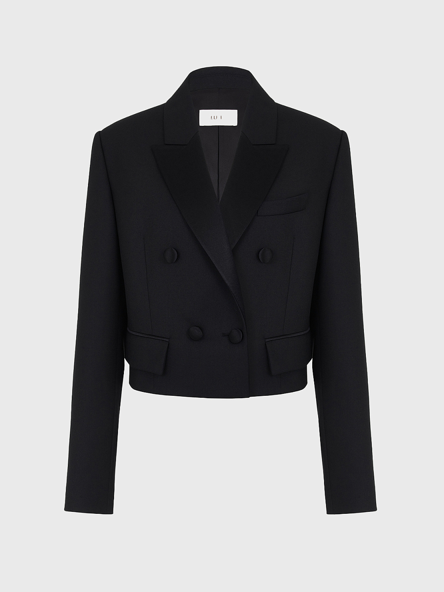 Двубортный укороченный жакет