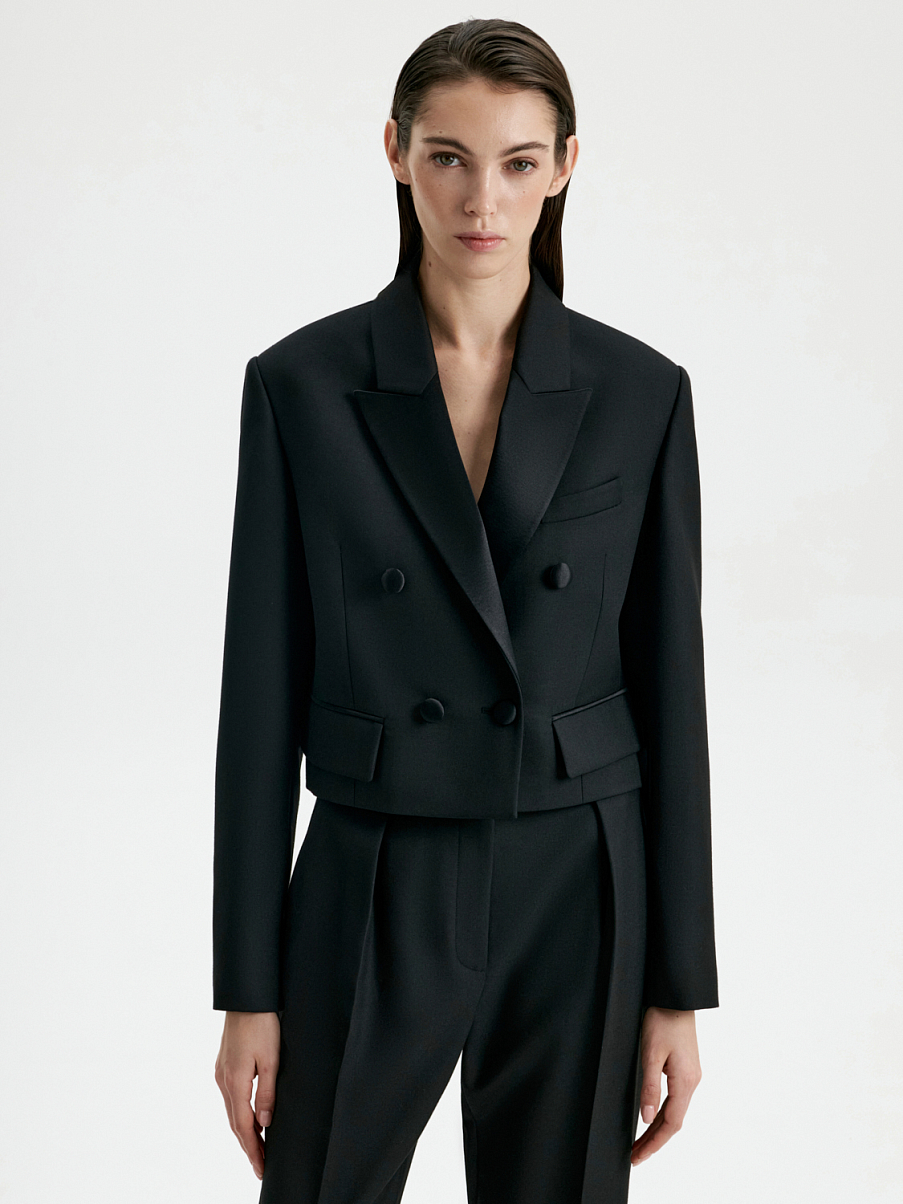 Двубортный укороченный жакет