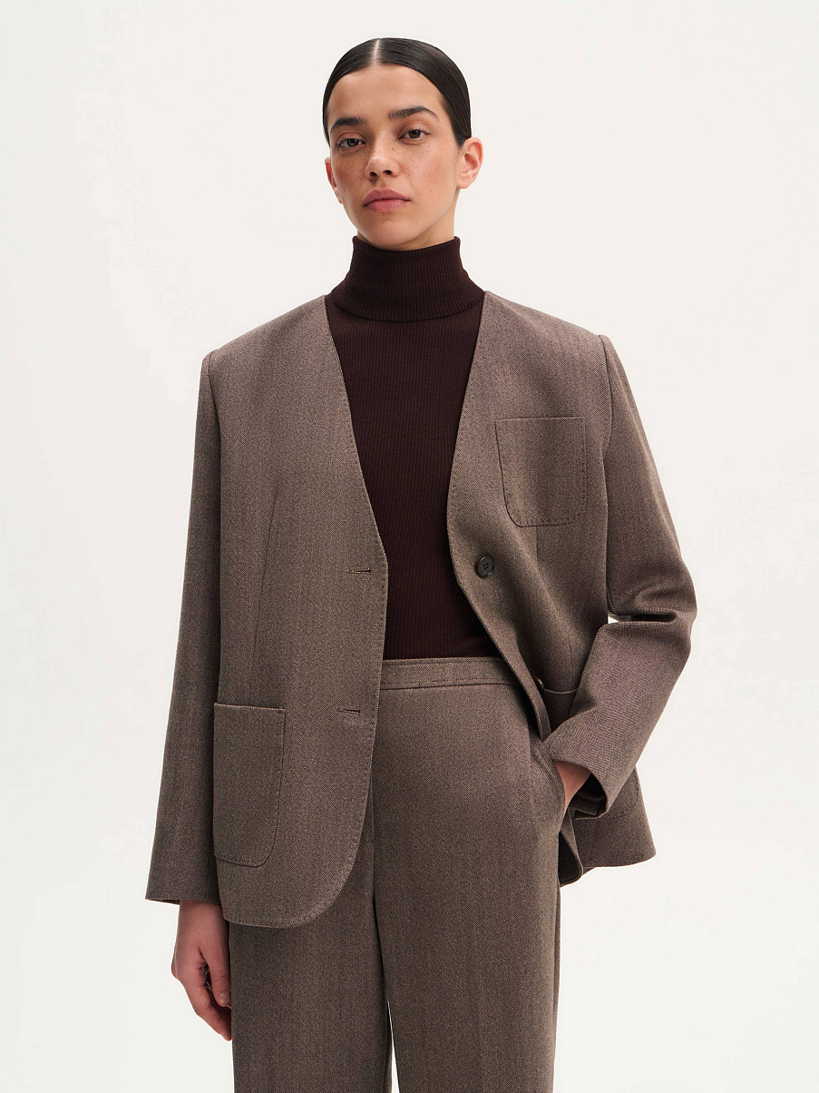 Жакет однобортный с шерстью