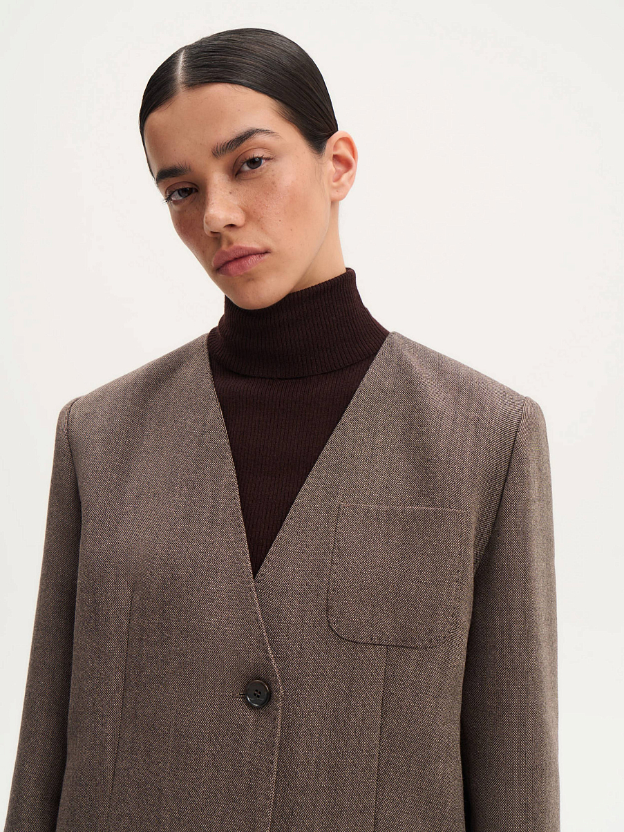 Жакет однобортный с шерстью