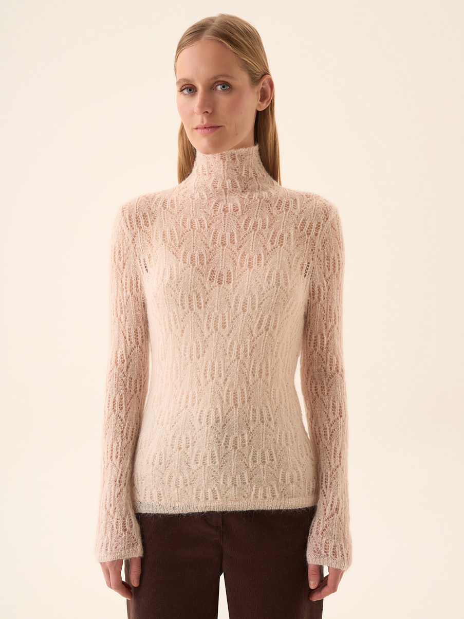 Водолазка с кружевом из шерсти мериноса