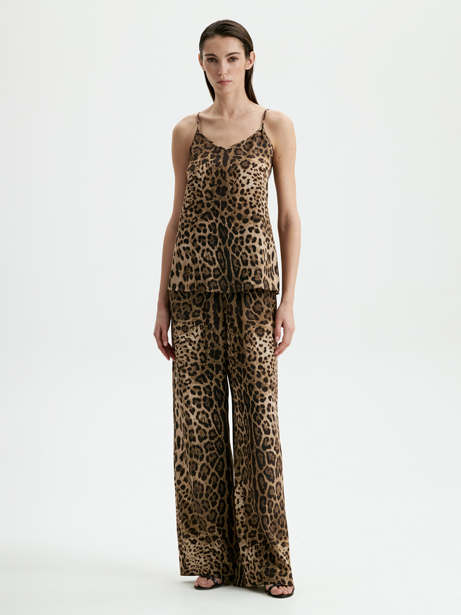 Топ из шелка с леопардовым принтом