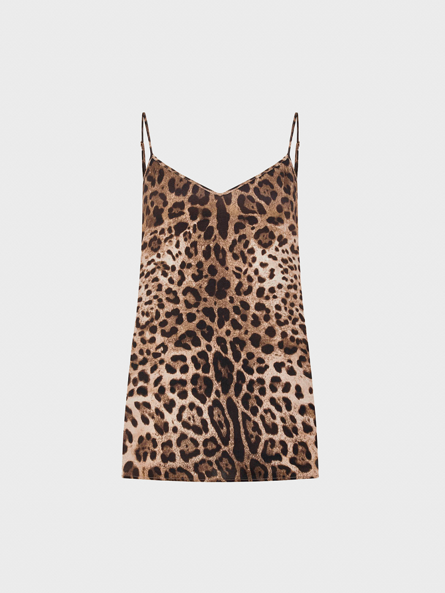 Топ из шелка с леопардовым принтом