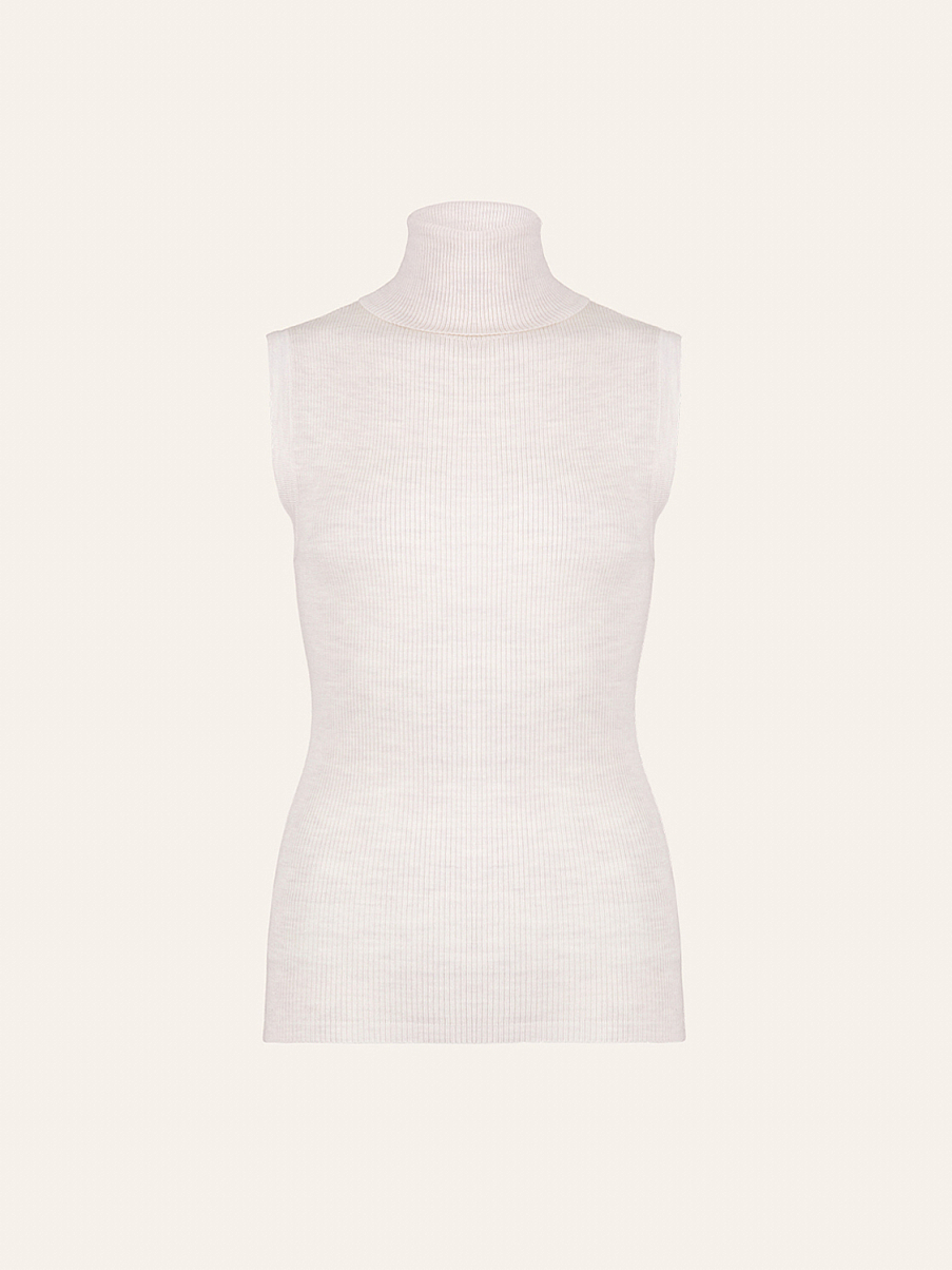 Водолазка без рукавов в рубчик