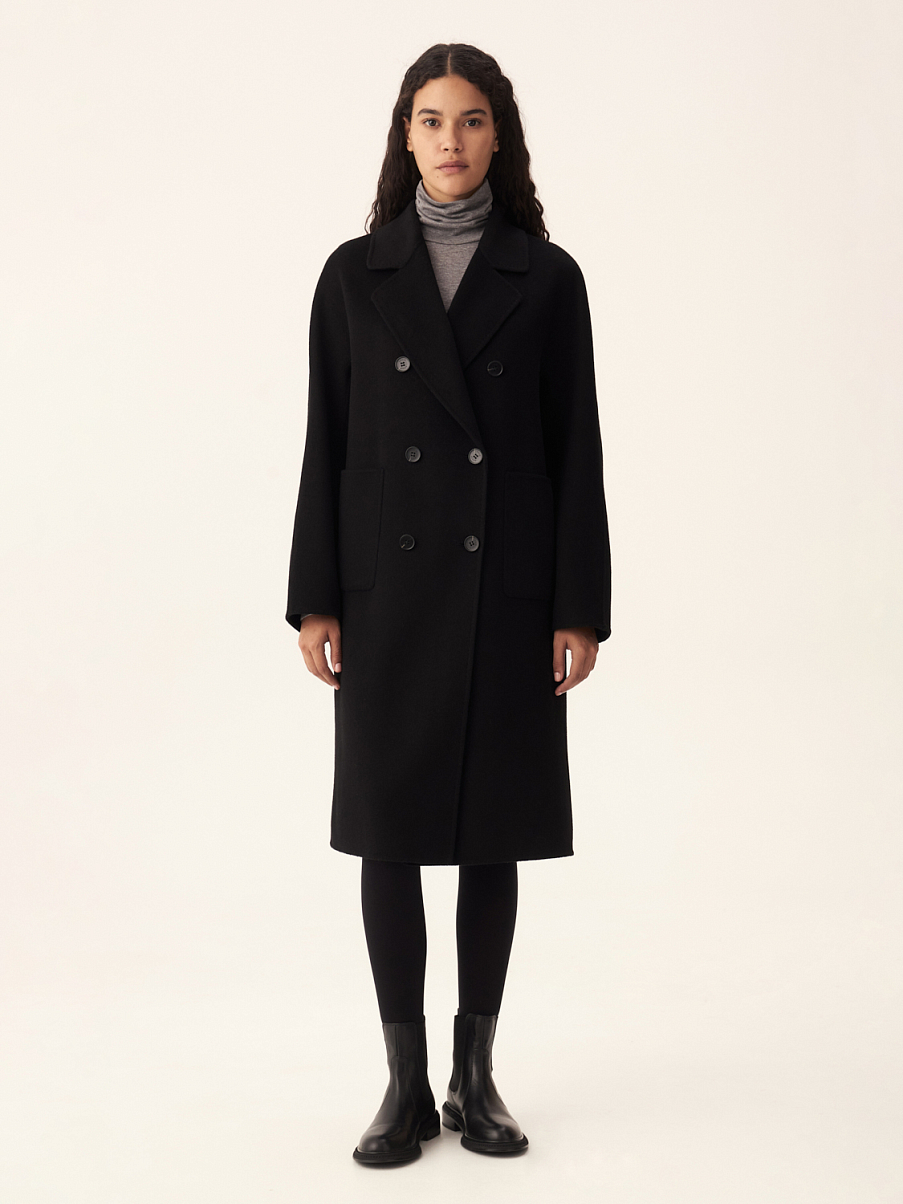 Двубортное пальто из шерсти