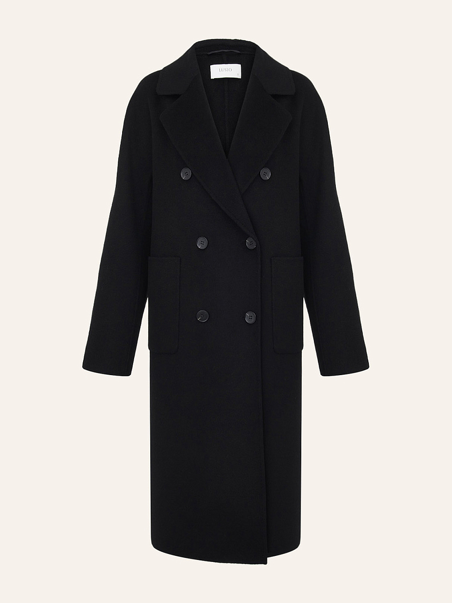 Двубортное пальто из шерсти