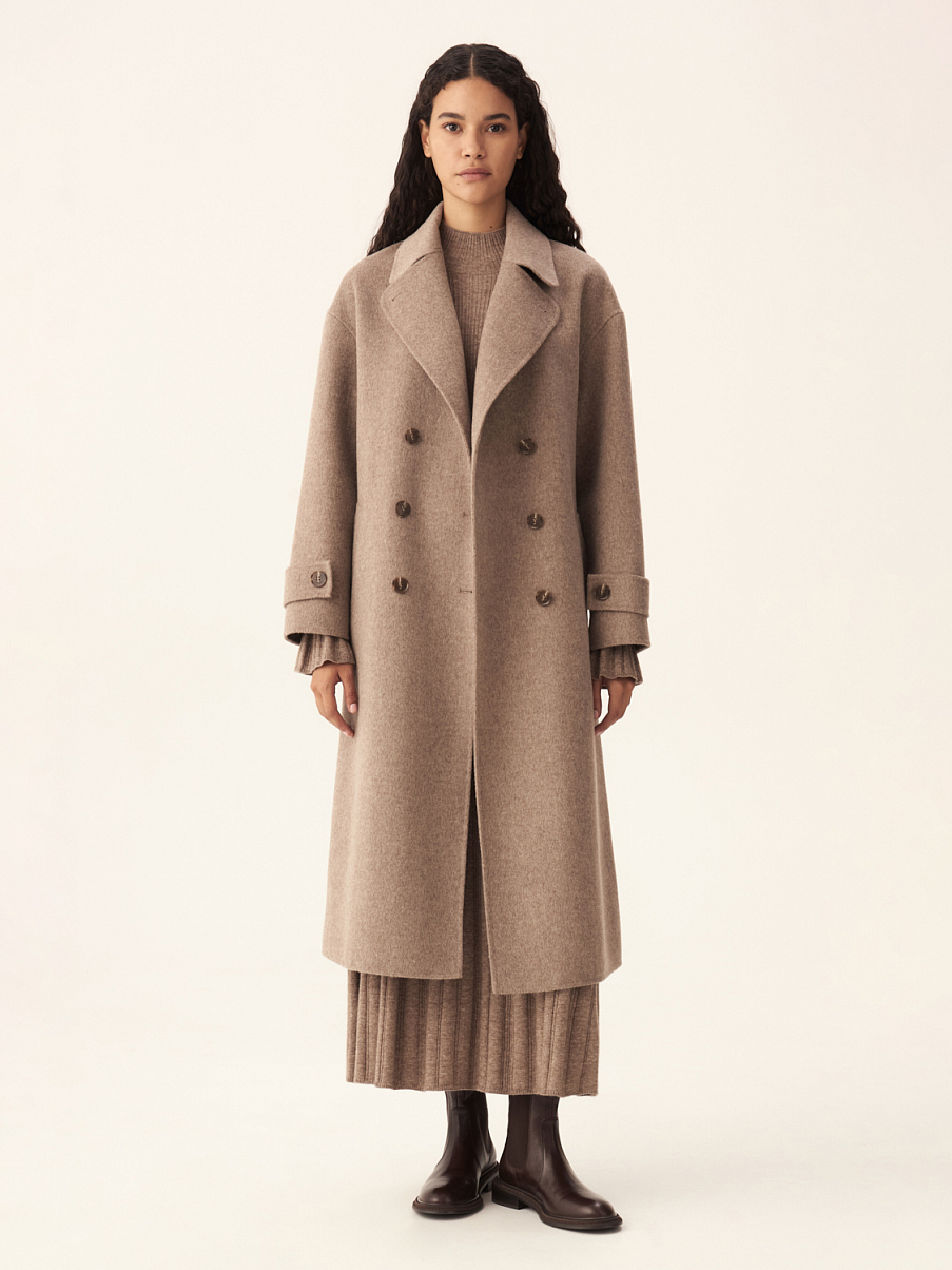 Двубортное пальто из шерсти мериноса
