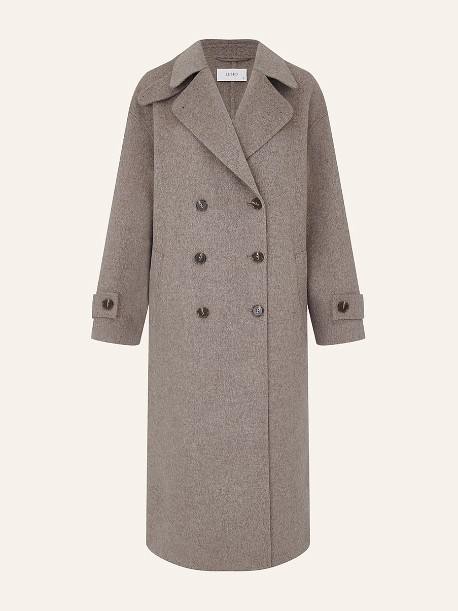 Двубортное пальто из шерсти мериноса