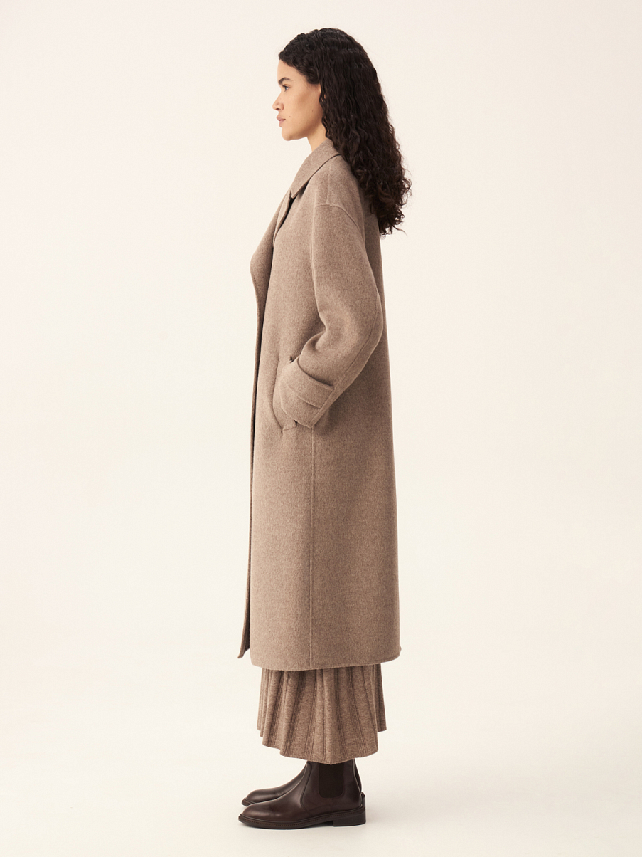 Двубортное пальто из шерсти мериноса