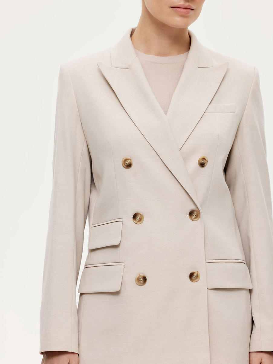 Двубортный приталенный жакет с шерстью