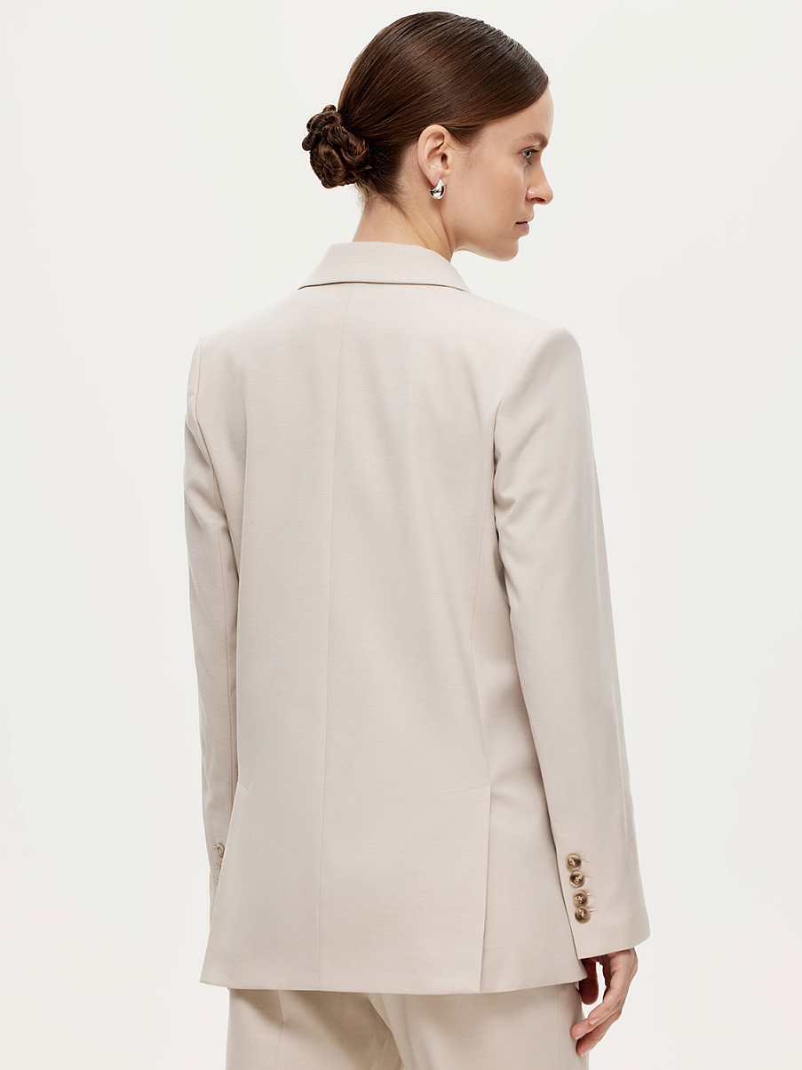 Двубортный приталенный жакет с шерстью
