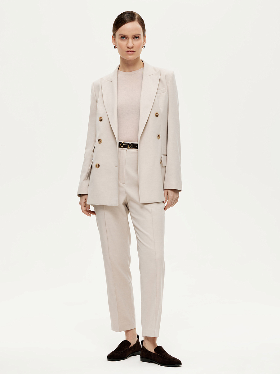 Двубортный приталенный жакет с шерстью