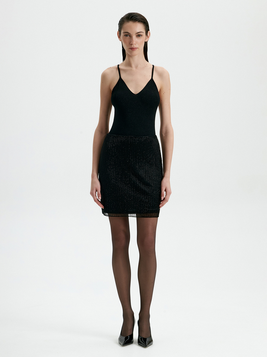 Юбка мини расшитая бисером