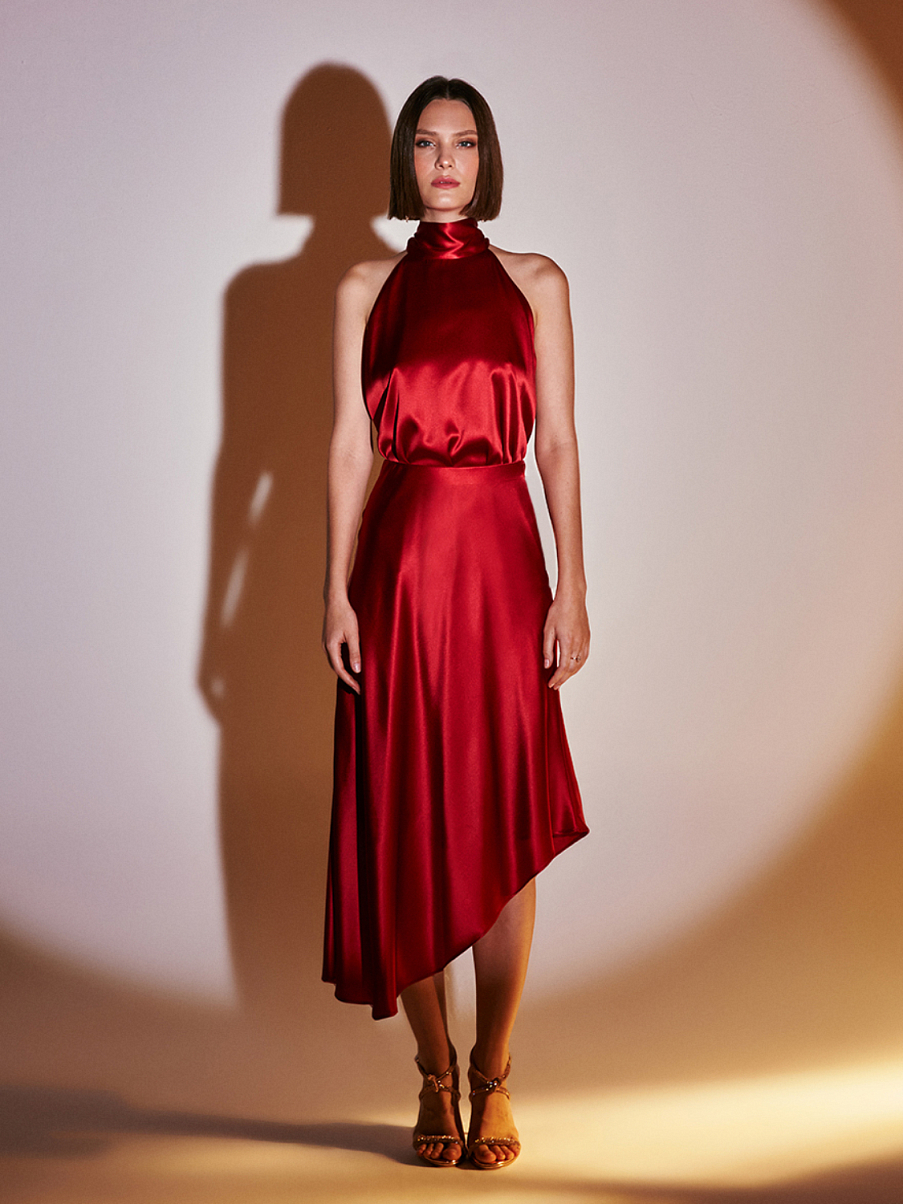 Асимметричная шелковая юбка