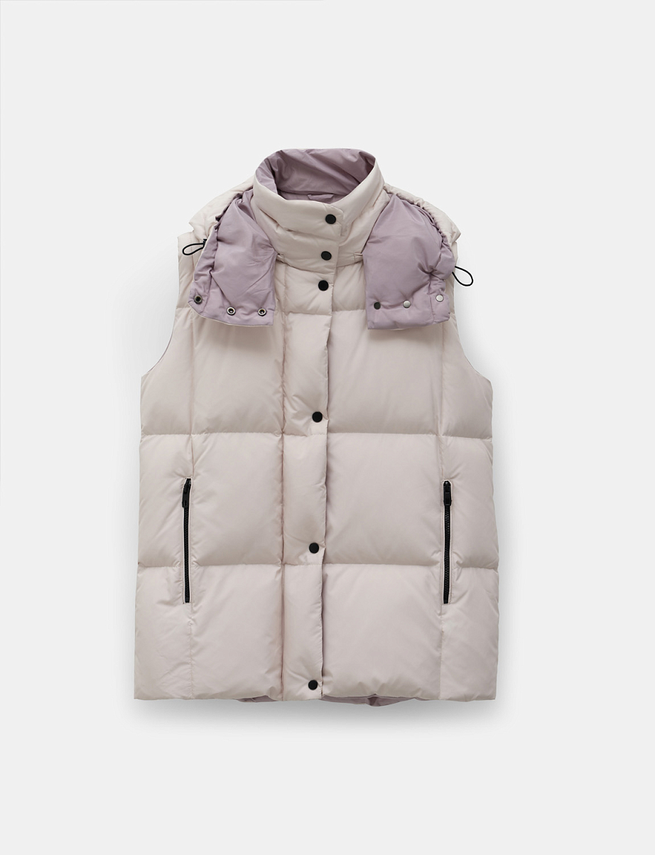 Удлиненная жилетка из пуха и пера утки