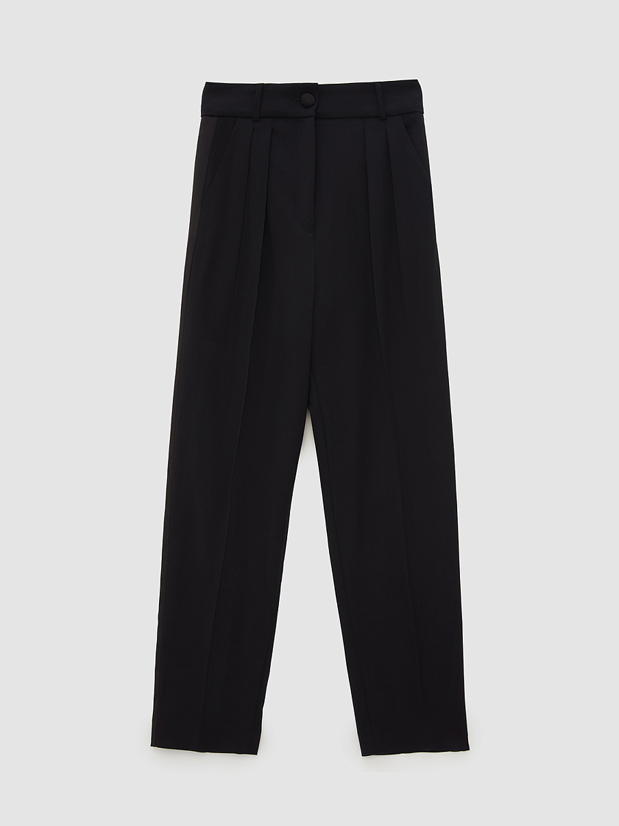 Брюки из шерсти с атласными лампасами