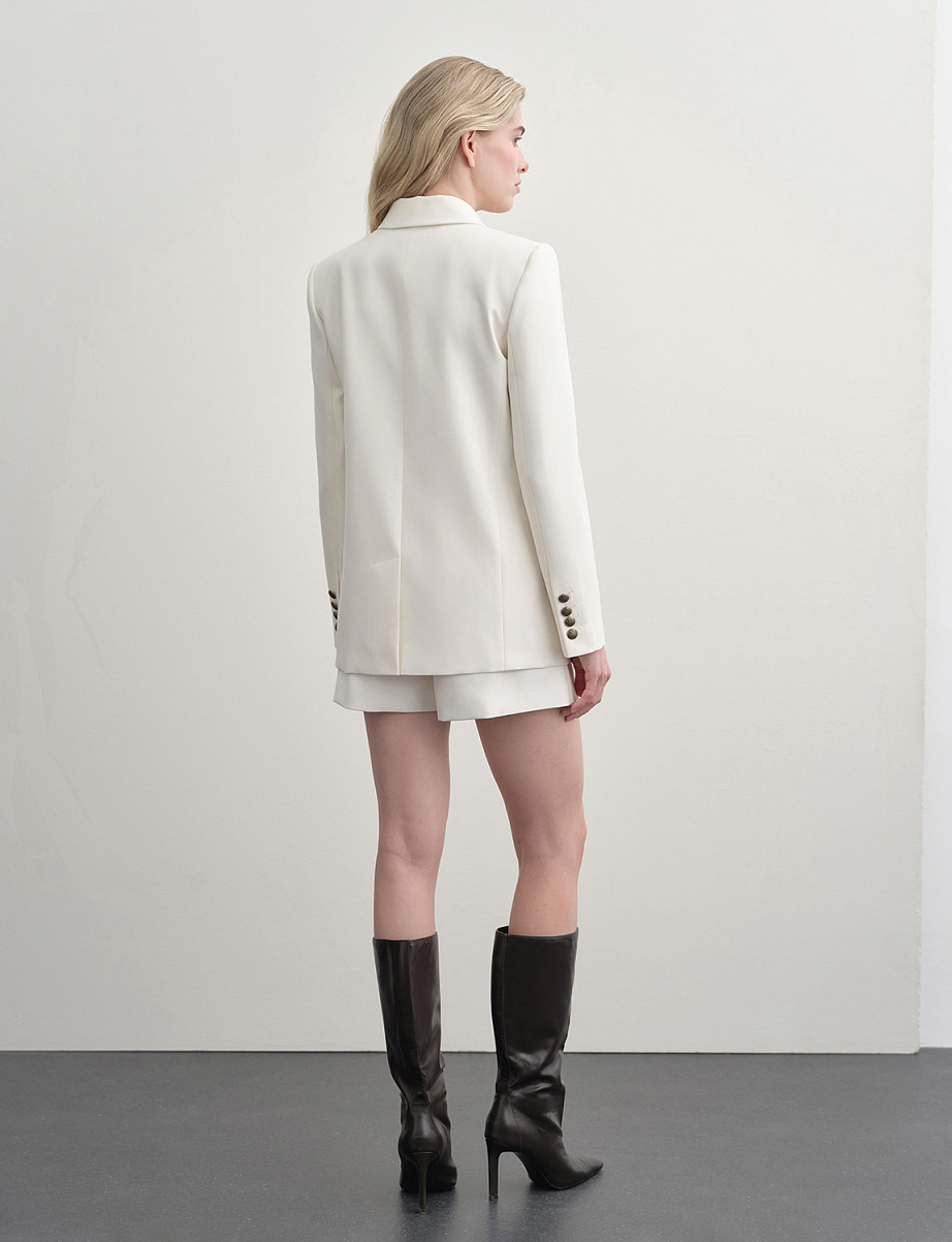 Двубортный жакет прямого кроя с шерстью