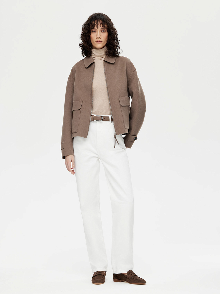 Укороченное пальто из шерсти мериноса