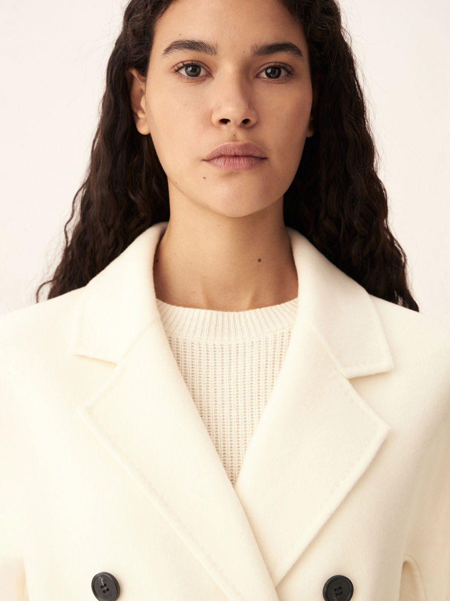 Двубортное пальто из шерсти мериноса и кашемира