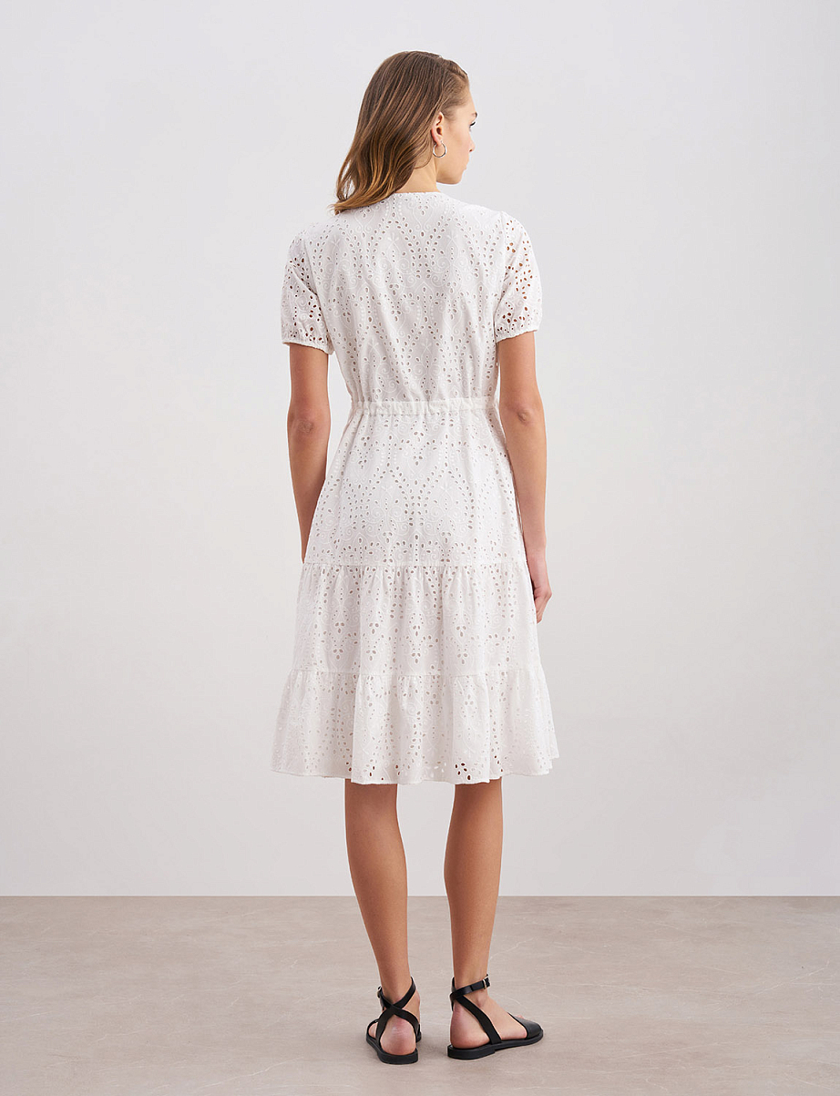 Платье мини из хлопка с кружевом