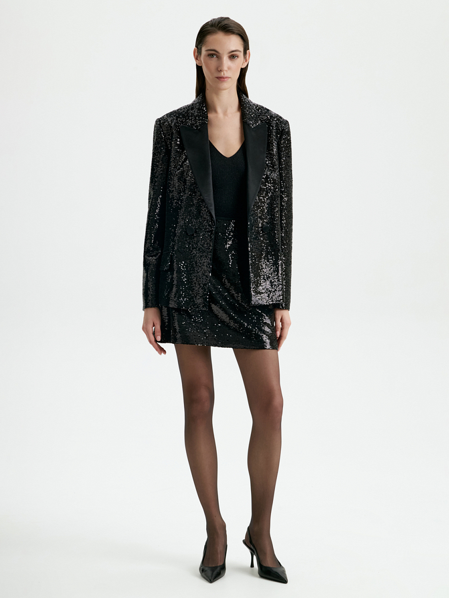 Юбка мини расшитая пайетками