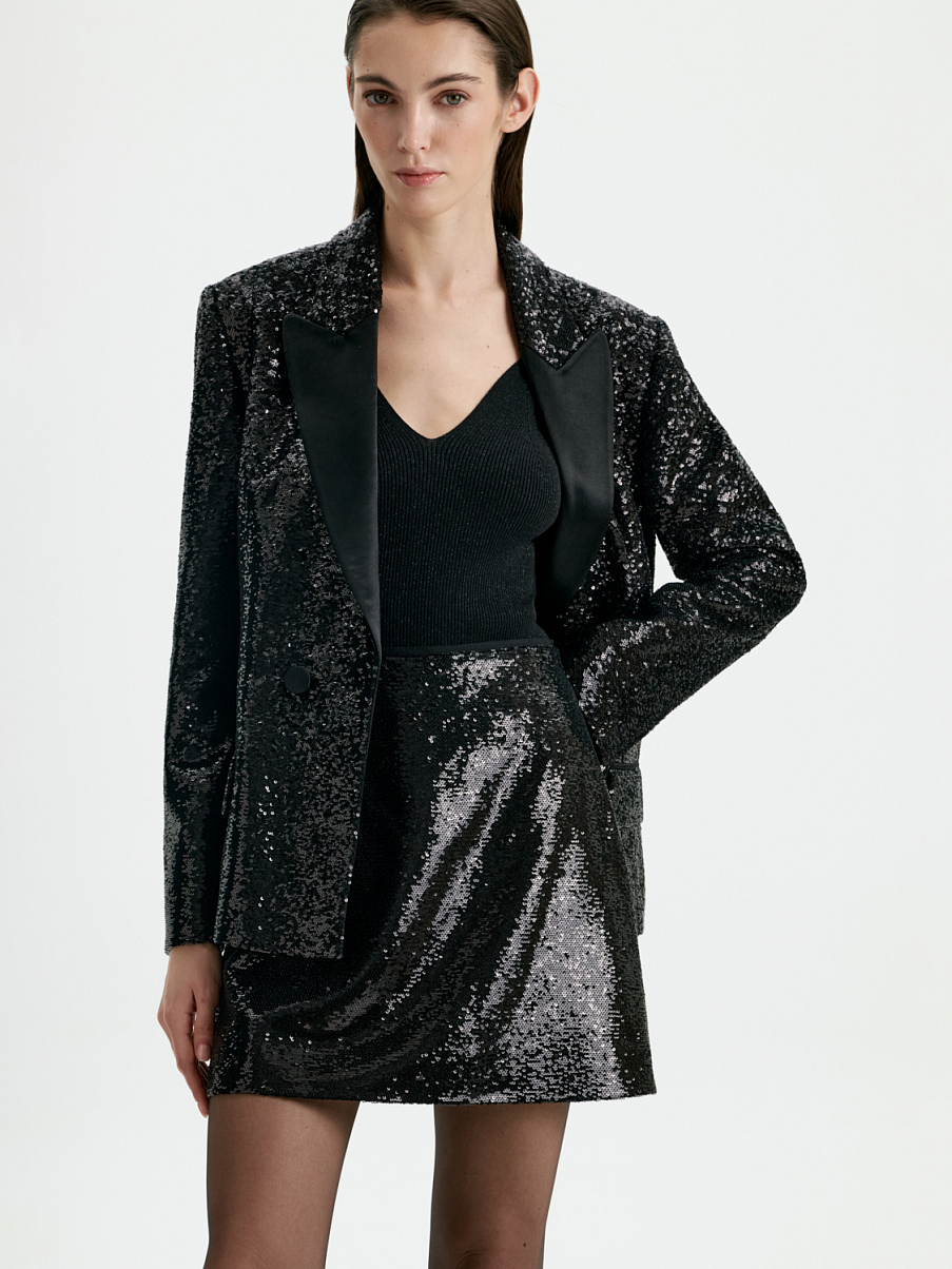 Юбка мини расшитая пайетками