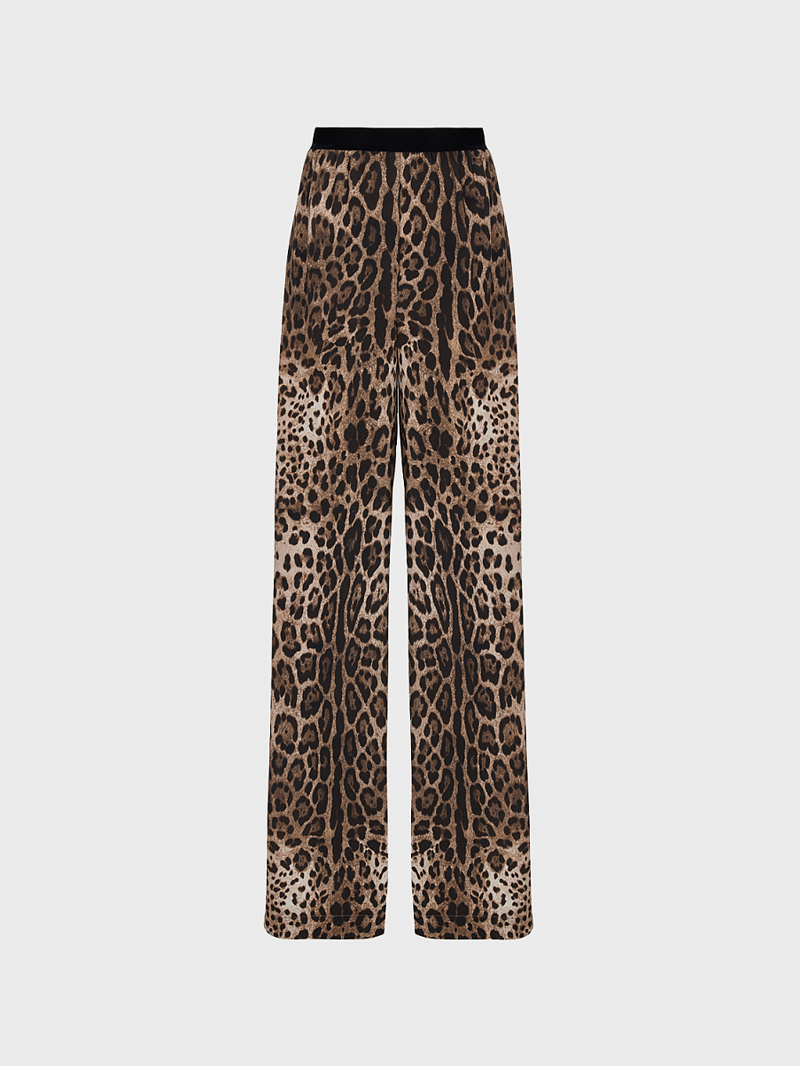Брюки из шелка с леопардовым принтом