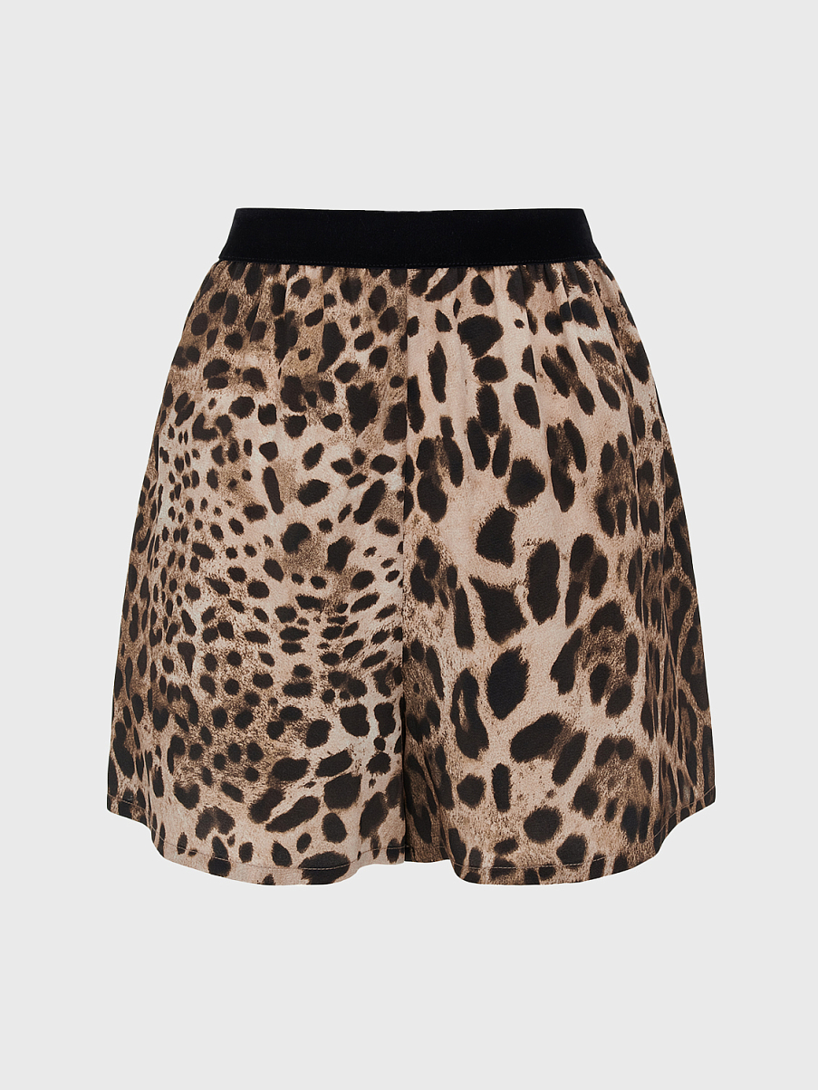 Шорты из шелка с леопардовым принтом