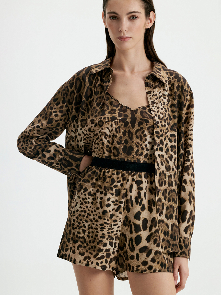 Шорты из шелка с леопардовым принтом