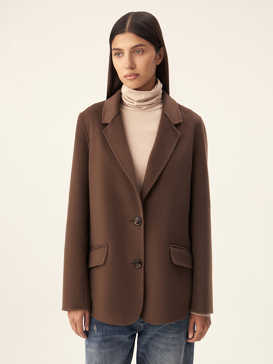 Укороченное пальто из мериноса и кашемира