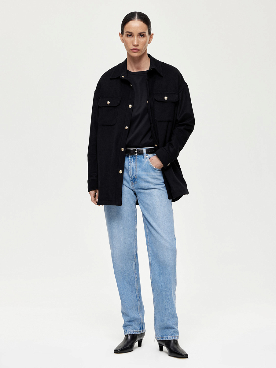 Пальто рубашечного кроя из шерсти