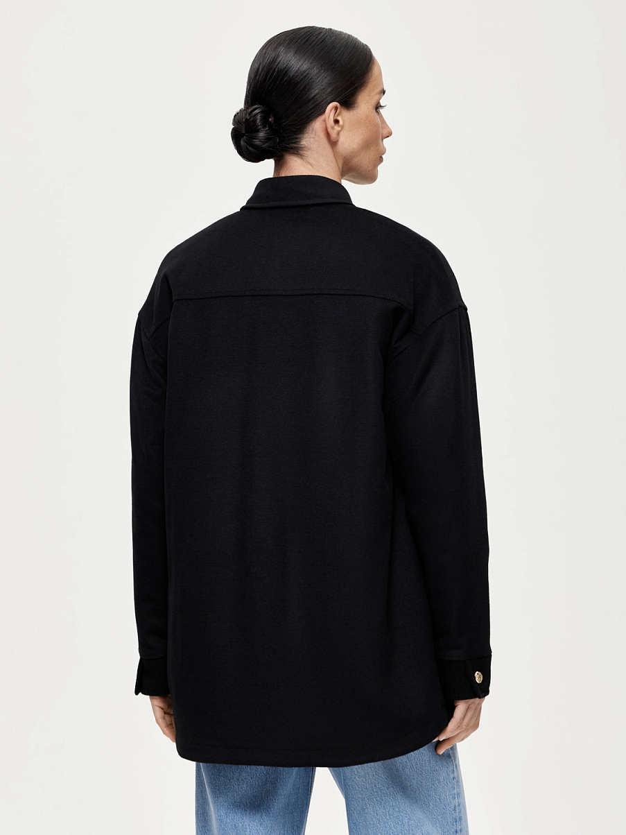 Пальто рубашечного кроя из шерсти