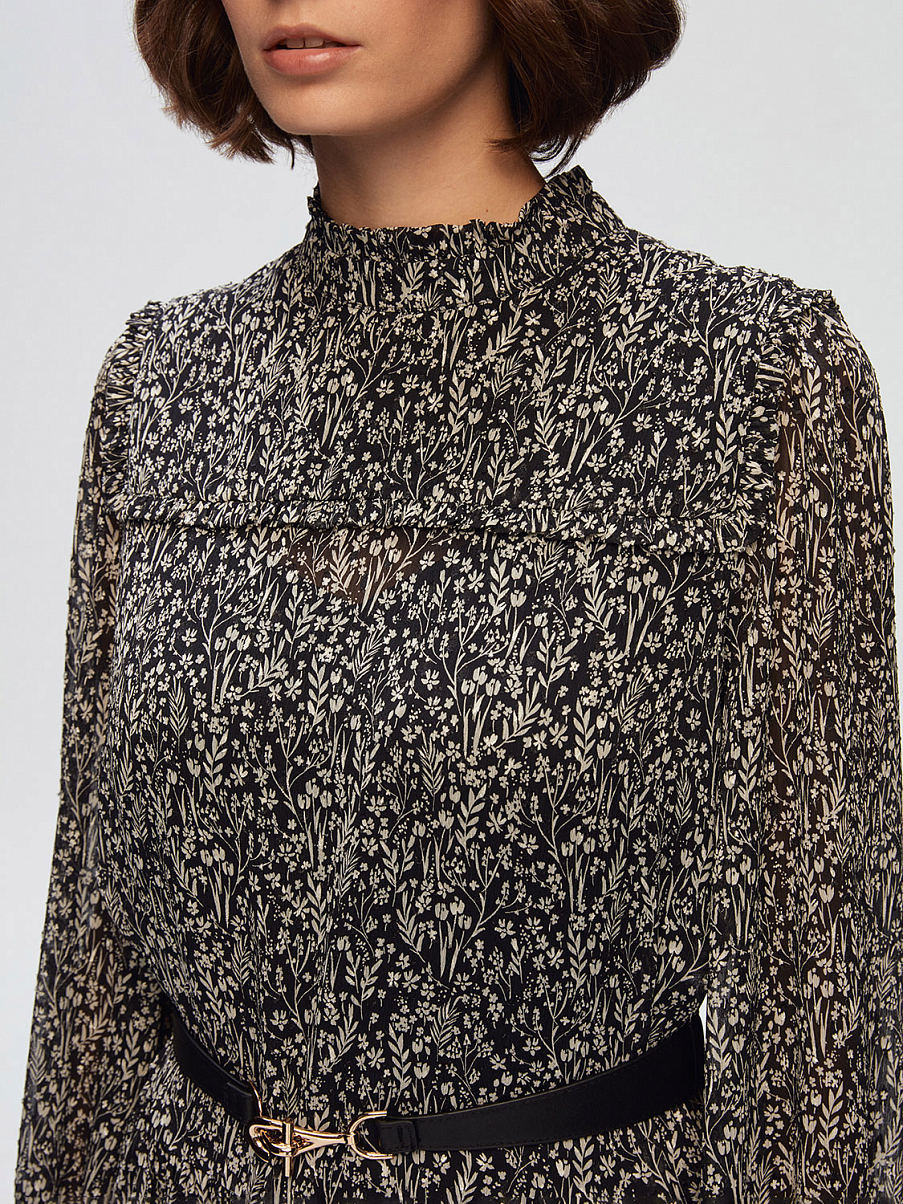 Шифоновое платье миди с цветочным узором