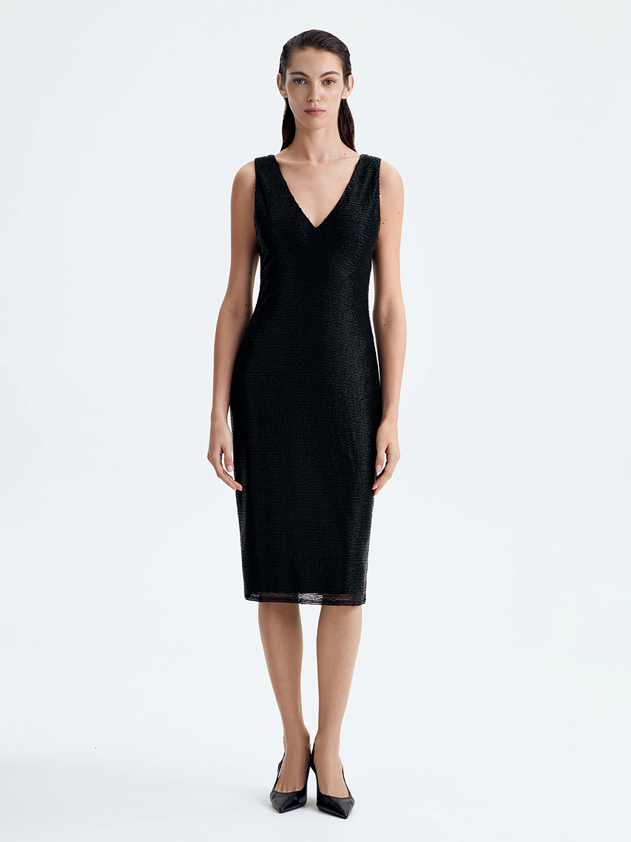 Платье миди расшитое бисером