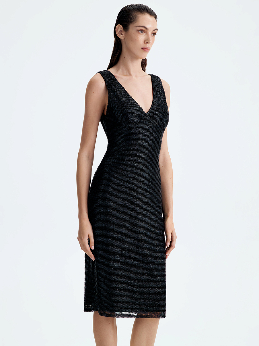 Платье миди расшитое бисером