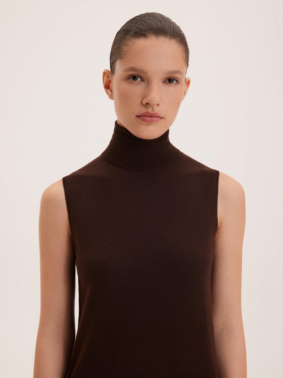 Водолазка без рукавов из шерсти мериноса