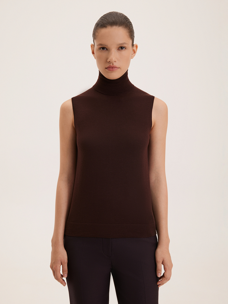 Водолазка без рукавов из шерсти мериноса