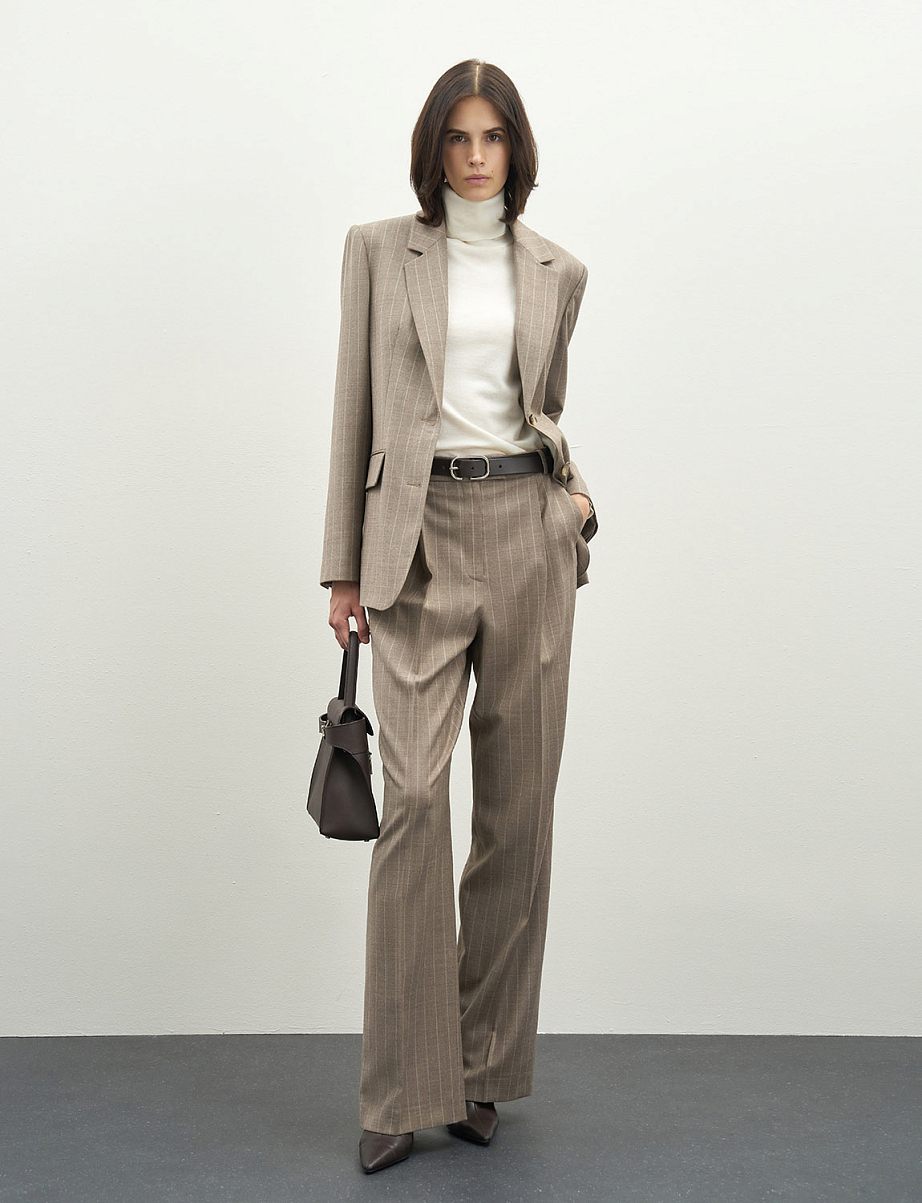 Прямой жакет из шерсти в полоску