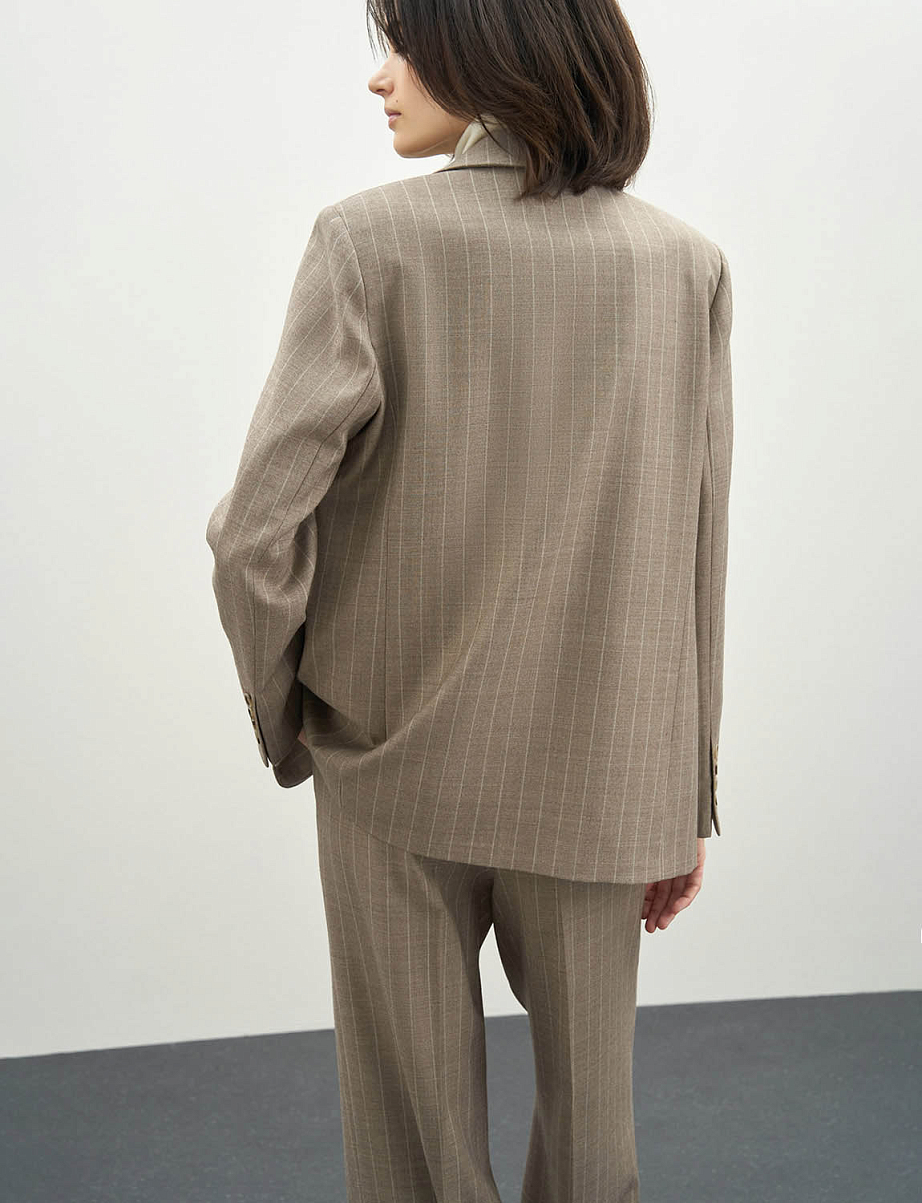 Прямой жакет из шерсти в полоску