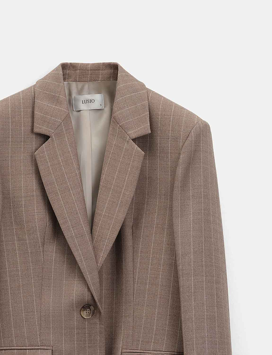 Прямой жакет из шерсти в полоску