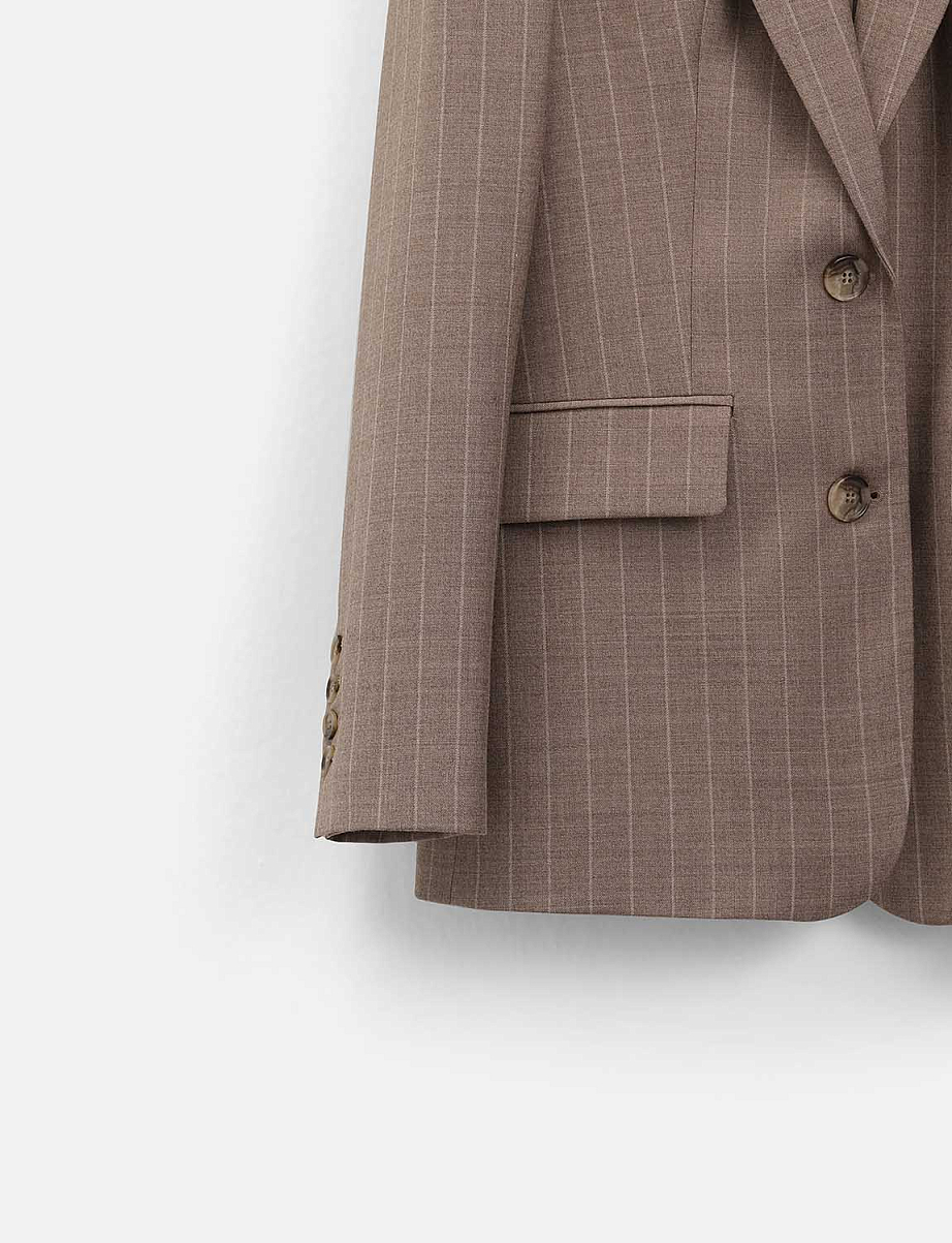 Прямой жакет из шерсти в полоску