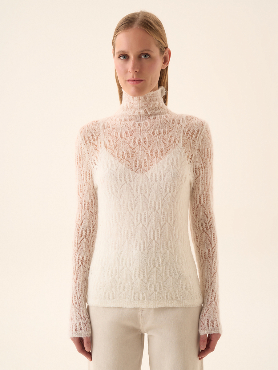 Водолазка с кружевом из шерсти мериноса