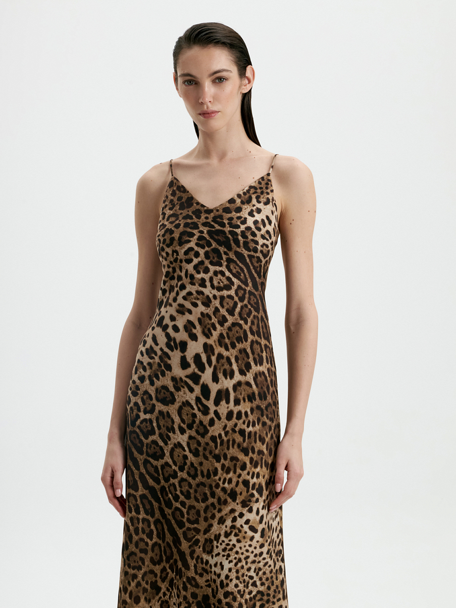 Платье из шелка с леопардовым принтом