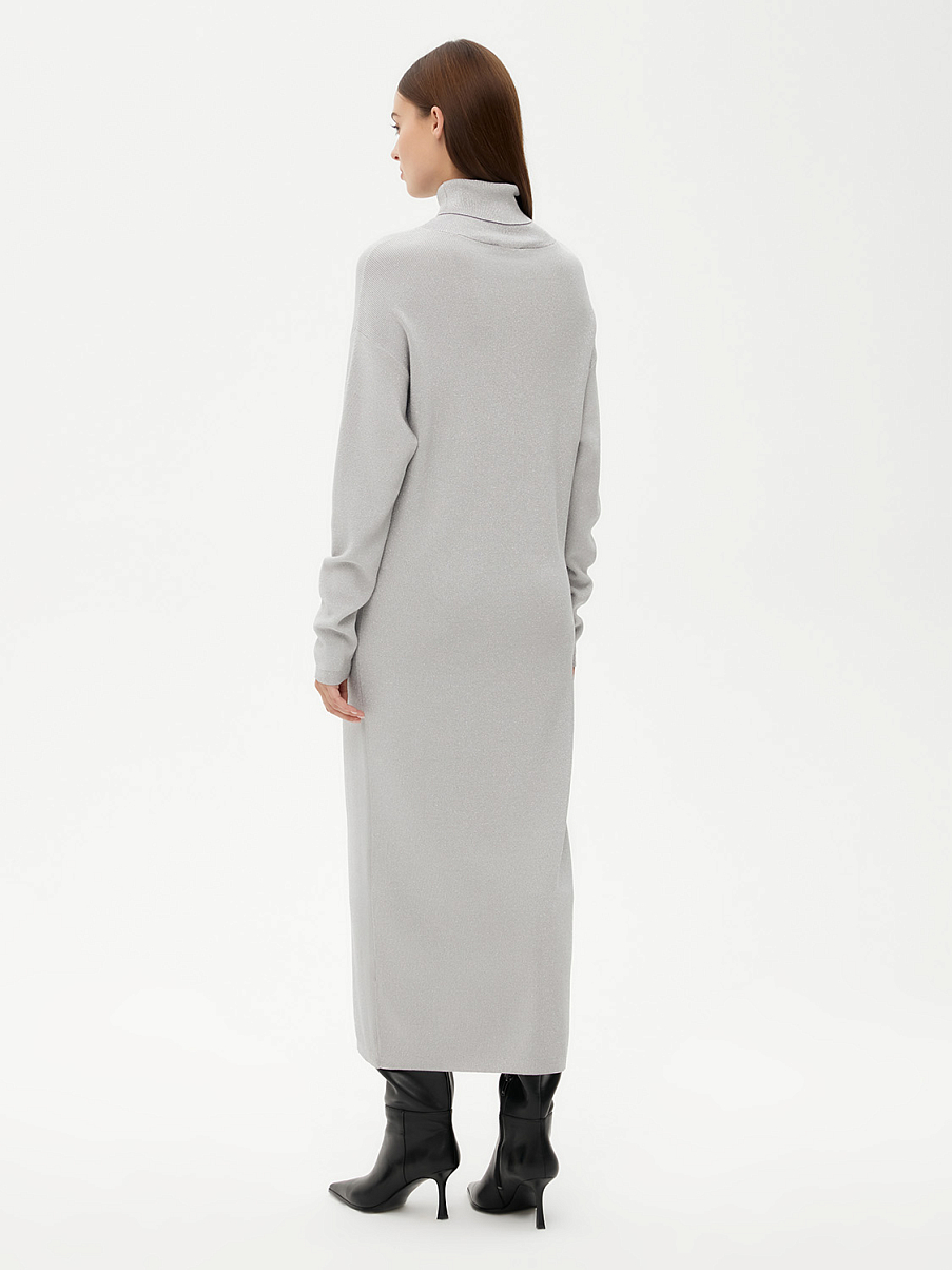 Трикотажное платье прямого кроя с люрексом