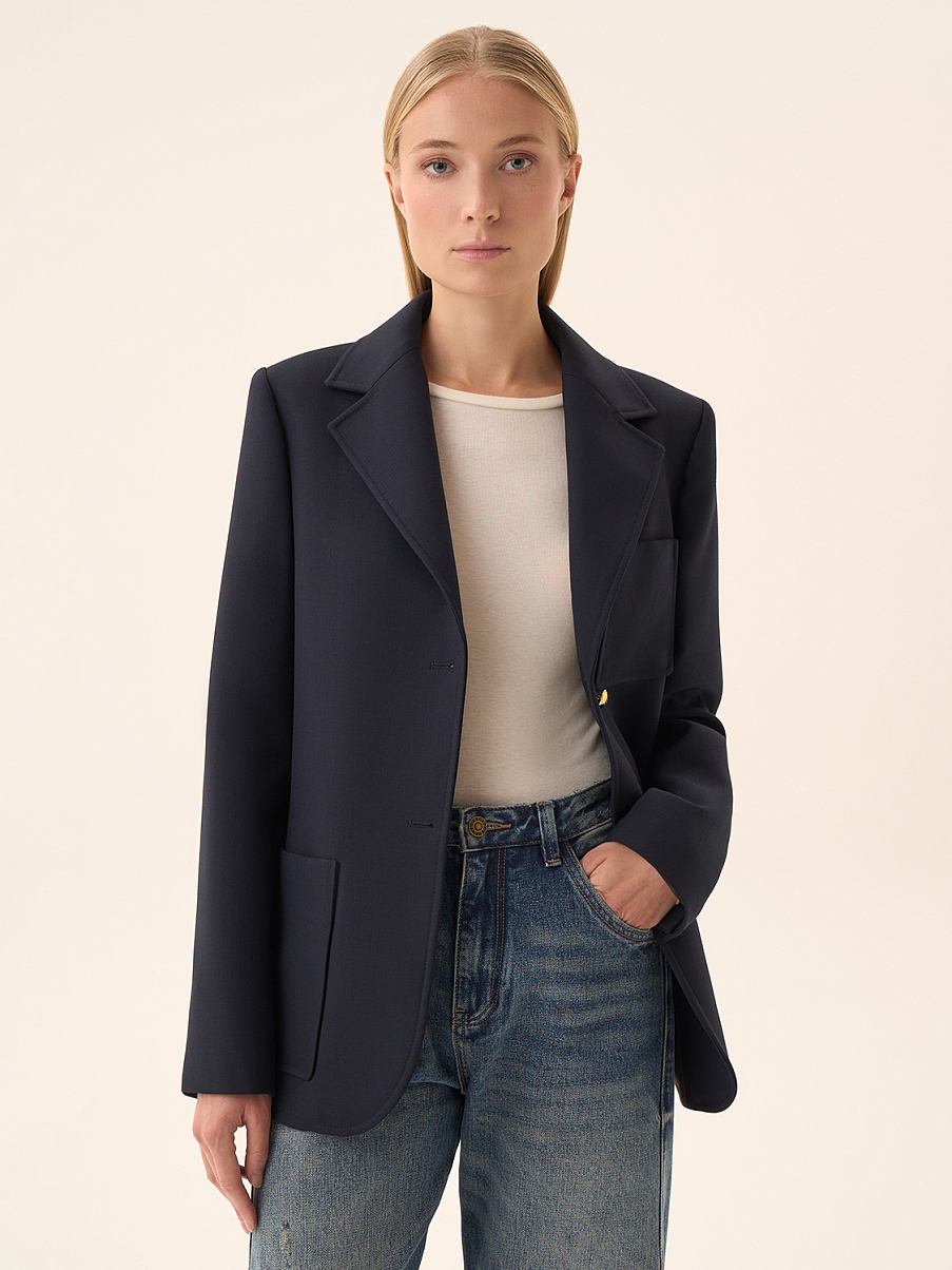 Жакет однобортный с шерстью 