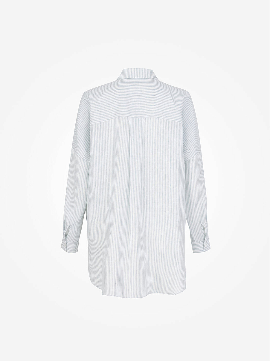 Льняная рубашка оверсайз в полоску