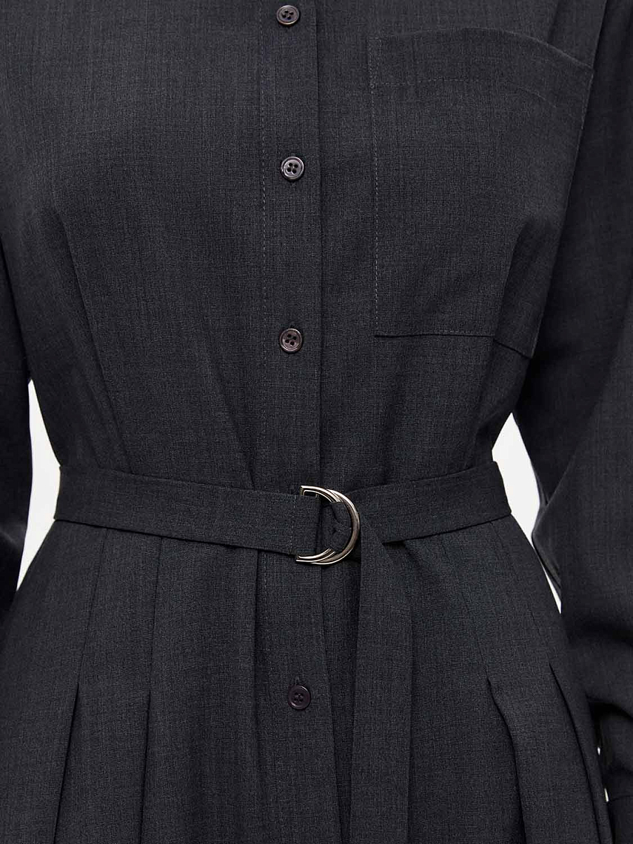 Платье миди рубашечного кроя из шерсти