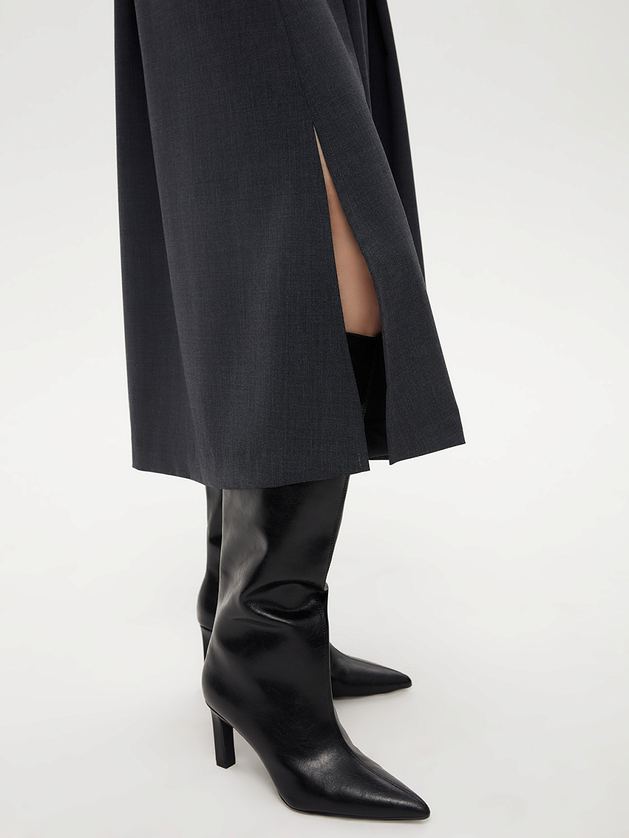 Платье миди рубашечного кроя из шерсти