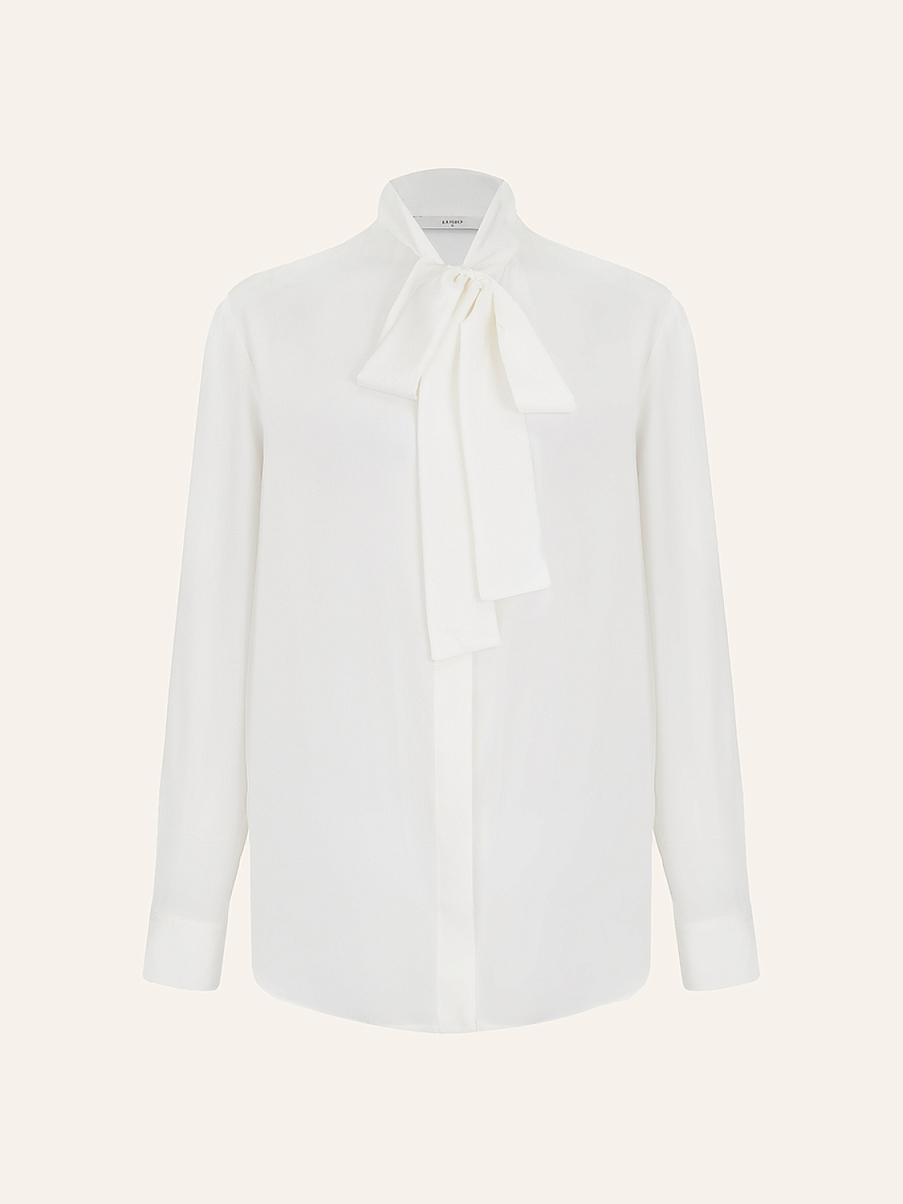 Шелковая рубашка с воротом аскот